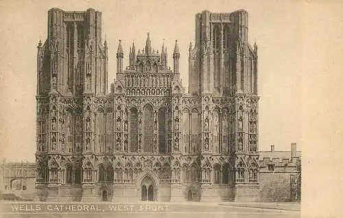 British churches & cathedrals postcard Wells cathedral