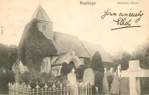 British churches & cathedrals postcard Hastings Hollington church