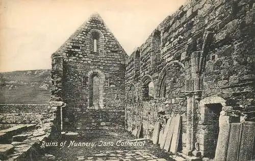 British churches & cathedrals postcard Iona cathedral ruins of Nunnery