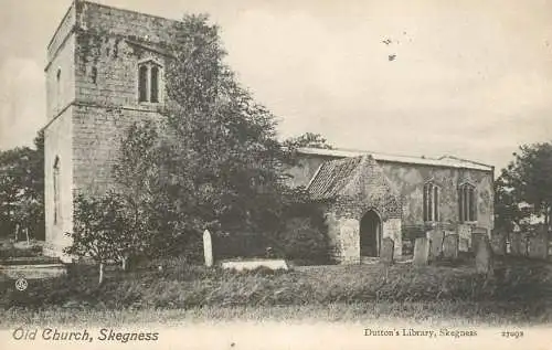 British churches & cathedrals postcard old church Skegness Dutton's library