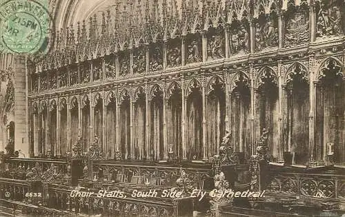 British churches & cathedrals postcard Ely cathedral choir statts
