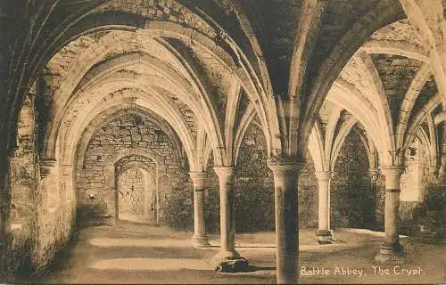 British churches & cathedrals postcard Battle abbey crypt