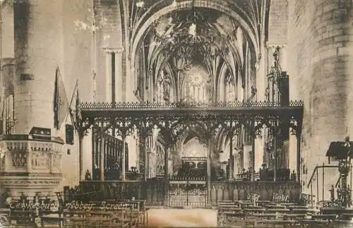British churches & cathedrals postcard Tewkesbury abbey screen