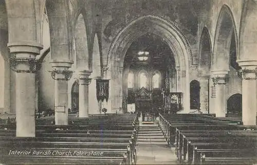 British churches & cathedrals postcard Folkestone interior parish church