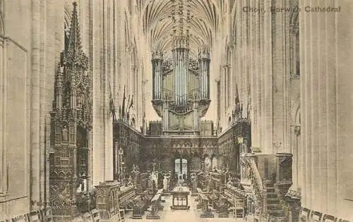 British churches & cathedrals postcard Norwich cathedral choir