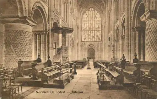 British churches & cathedrals postcard Norwich cathedral