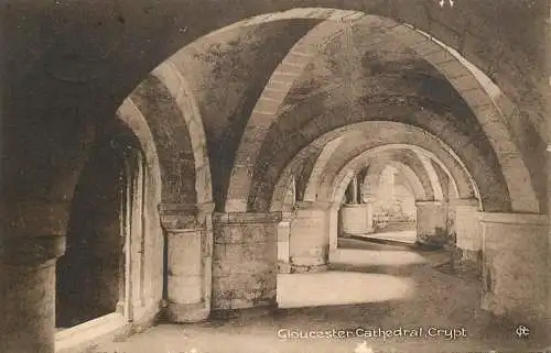 British churches & cathedrals postcard Gloucester cathedral crypt
