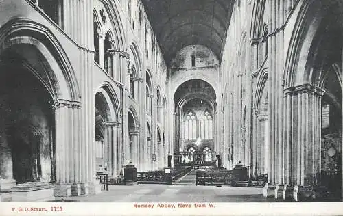 British churches & cathedrals postcard Romsey abbey