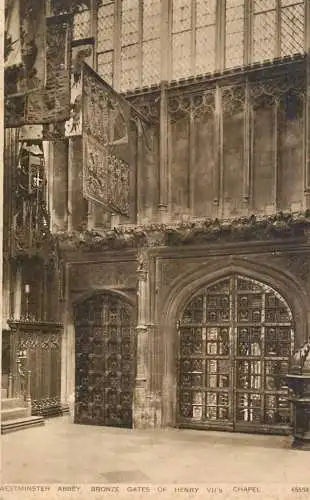 British churches & cathedrals postcard Westminster abbey bronze gates