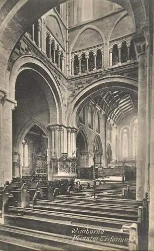 British churches & cathedrals postcard Wimborne Minster triforium