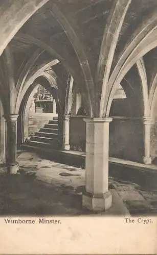 British churches & cathedrals postcard Wimborne Minster crypt