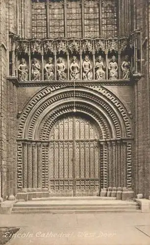 British churches & cathedrals postcard Liverpool cathedral West door