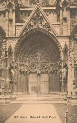 British churches & cathedrals postcard Lincoln cathedral Sout Porch