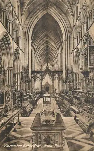 British churches & cathedrals postcard Worchester cathedral
