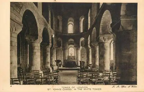 British churches & cathedrals postcard Tower of London St. john's chapel