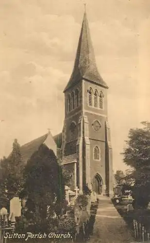 British churches & cathedrals postcard Sutton Parish church