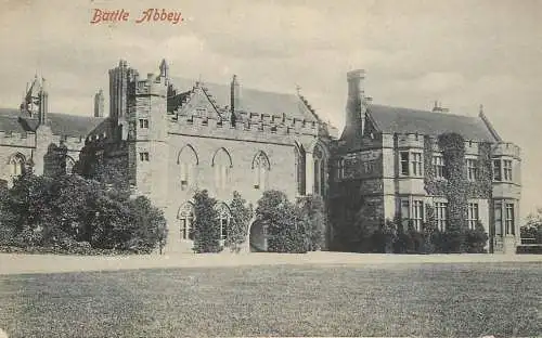 British churches & cathedrals postcard Battle Abbey the cloiters
