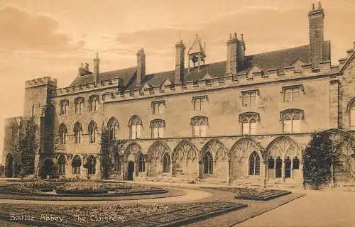 British churches & cathedrals postcard Battle Abbey the cloiters