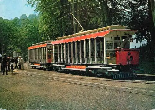 Transportation postcard train IOM railway Electric car at Laxey