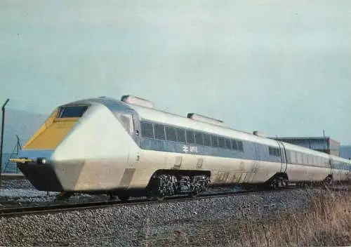 Transportation postcard train APT-E British Rail 1975