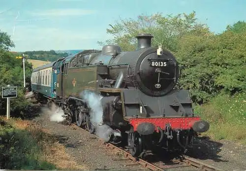 Transportation postcard train BR Standard Tank 1956 Nort York Moors Railway