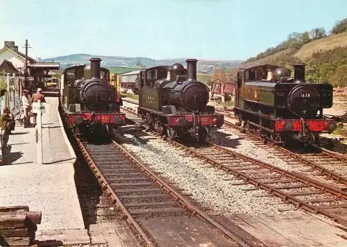 Transportation postcard train Dart Valley Railway locomotive Nos. 1450 Buckfastleigh