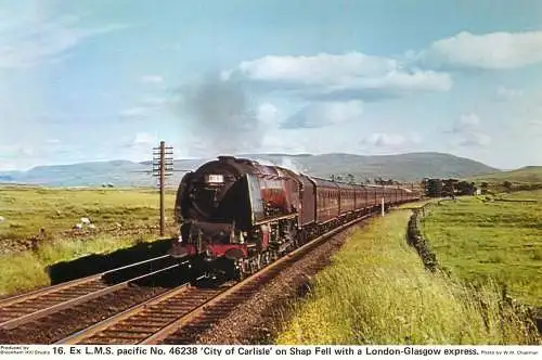 Transportation postcard train LMS Pacific no 46238 City of Carlisle Shap Fell