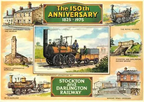 Transportation postcard train Stockton and Darlington Railway