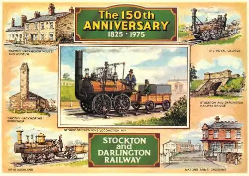 Transportation postcard train Stockton and Darlington Railway