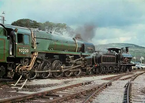 Transportation postcard train LNWR no 790 Hardwicke Carnforth Evening Star 1976