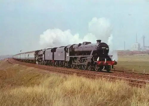 Transportation postcard train LMSR Nos 45407 Sellafield Carnforth 1973