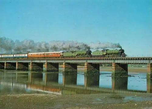 Transportation postcard train LNER NO 1306 Flying Scotsman Cumbria viaduct 1976