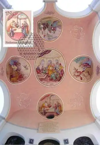Liechtenstein Weihnachten 2006 Deckenmalerei mit Bildern zum Freudenreichen Rosenkranz carte maximum