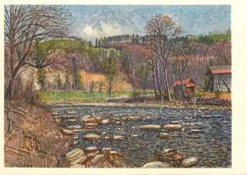 Suisse au bord de la Sihl pro juventute postcard artist Hermann Huber