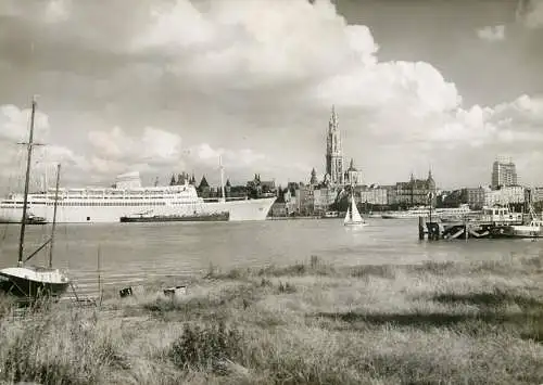Belgium Antwerp panorama and yacht