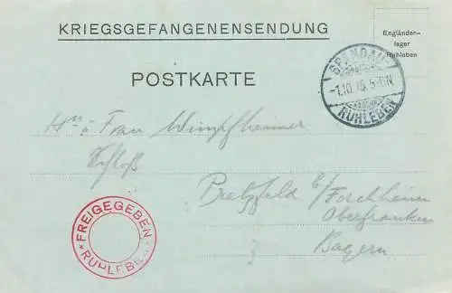 Kriegsgefagenensendung 1915