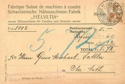 Switzerland Luzern Schweizerische Nahmaschinen-Fabrik HELVETIA