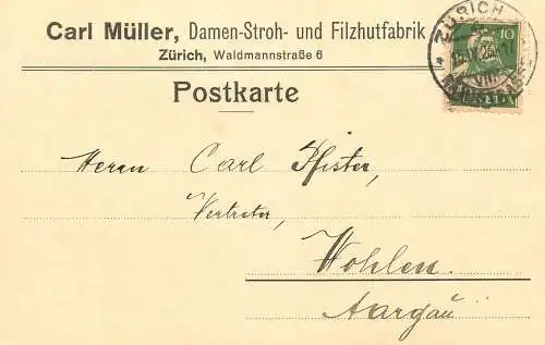 Switzerland Zurich Carl Muller Postkarte 1926