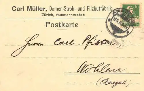 Switzerland Carl Muller Damen-Stroh und Filzhutfabrik 1926