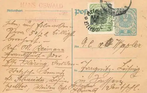 Austria stationery card 1922