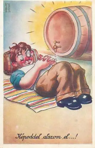 Hungarian artist comic caricature drunk red nose alcohol related