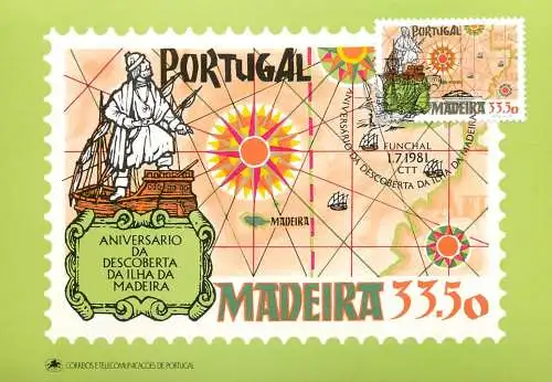 Maxi Card Portugal Madeira stamp aniversario da Descoberta da Liha da Madeira