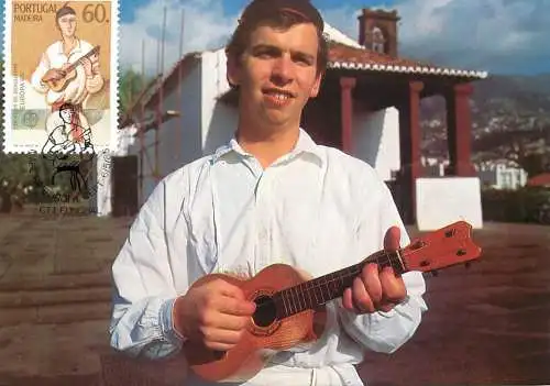 Maxi Card Portugal Madeira traditional costumes Tocador de Braguinha