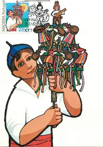 Maxi Card Portugal Madeira etnografia regional O brinco traditions