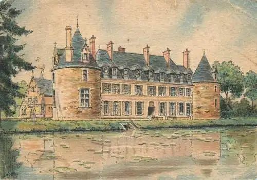 France Bords de Loire - Cosne sur Loire Chateau du Pezeau signed illustration