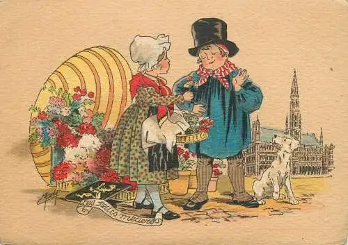 France Les petits metiers signed humoristique illustration