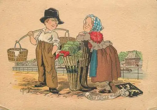 France Les petits metiers signed humoristique illustration