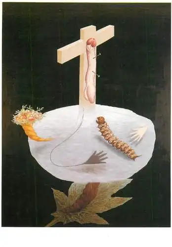 Fine art postcard Meret Oppenheim la fin embarasee 1971