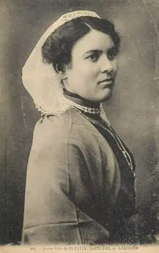 Folklore France En Bretagne Jeune Fille de Plestin, St Michel et Lannion