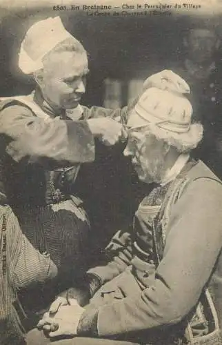 Folklore France En Bretagene Chez le Perruquier du Village